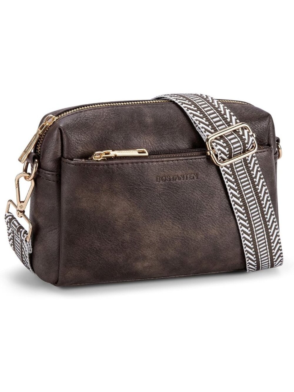 Women's Coffee Small PU Leather Crossbody Bag Purse Shoulder Handbags